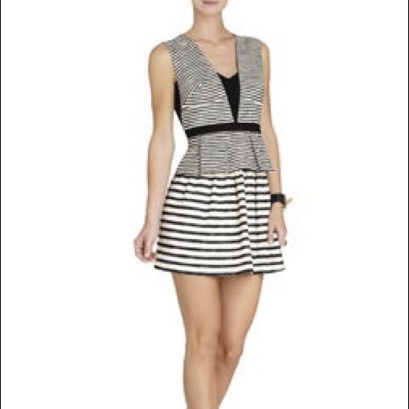 Piper V-Neck Striped Peplum Dress - Picture 1 of 2
